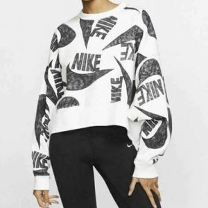 Nike classic logo white crop crewneck sweatshirt